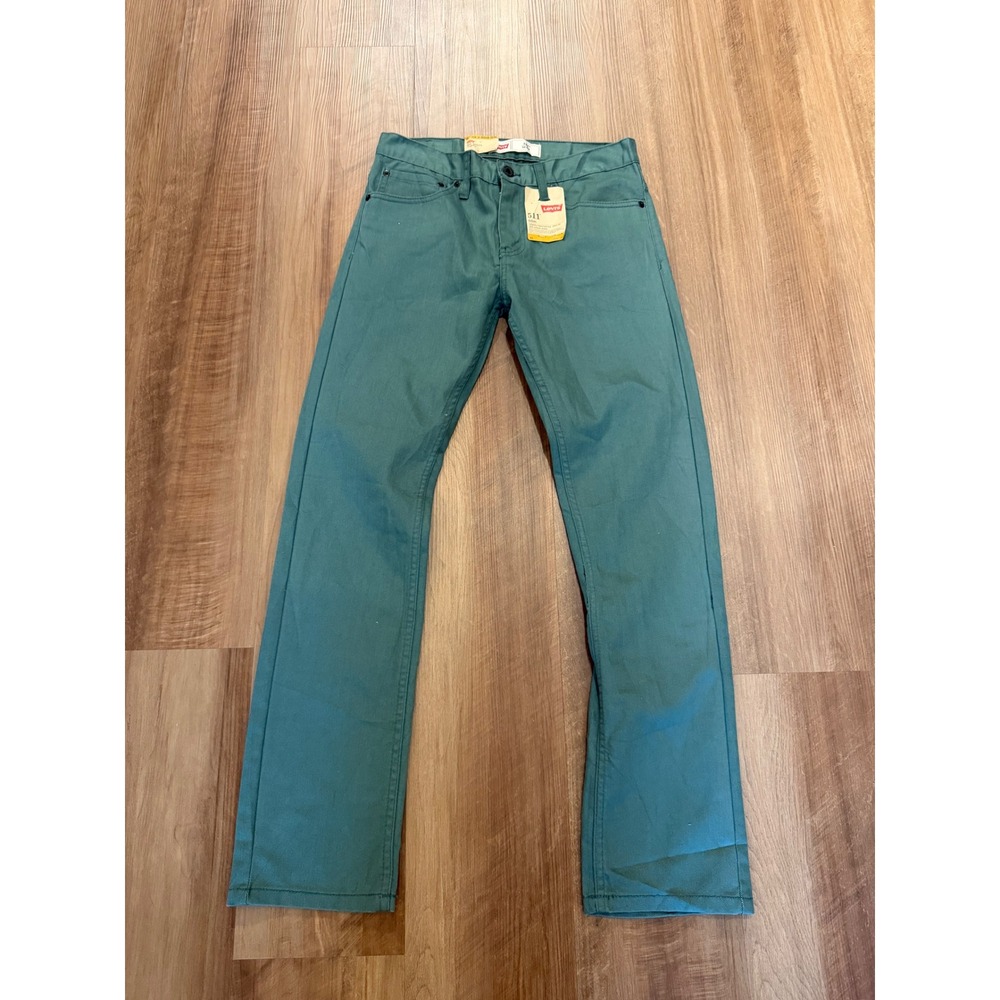 Levis 511 Slim Fit Pants Boys 18 Regular Teal Green Tapered Leg NWT